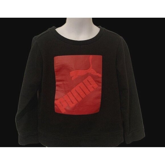 Puma Boys Sweatshirt Youth Size 6 Black Red Graphic Long Sleeve - Picture 3 of 9